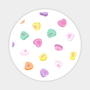 Valentines Day Conversation Hearts Candies Pattern - White Magnet